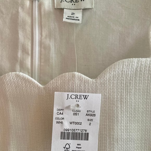 J. Crew Factory Scalloped Basketweave Square-Neck Dress NWT Sz 2 - Picture 6 of 6